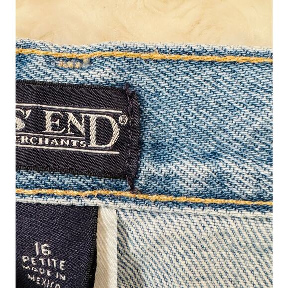 Lands End Women High Rise Mom Straight Leg Medium Wash Coton Blue Denim Jeans 16 - Picture 4 of 8
